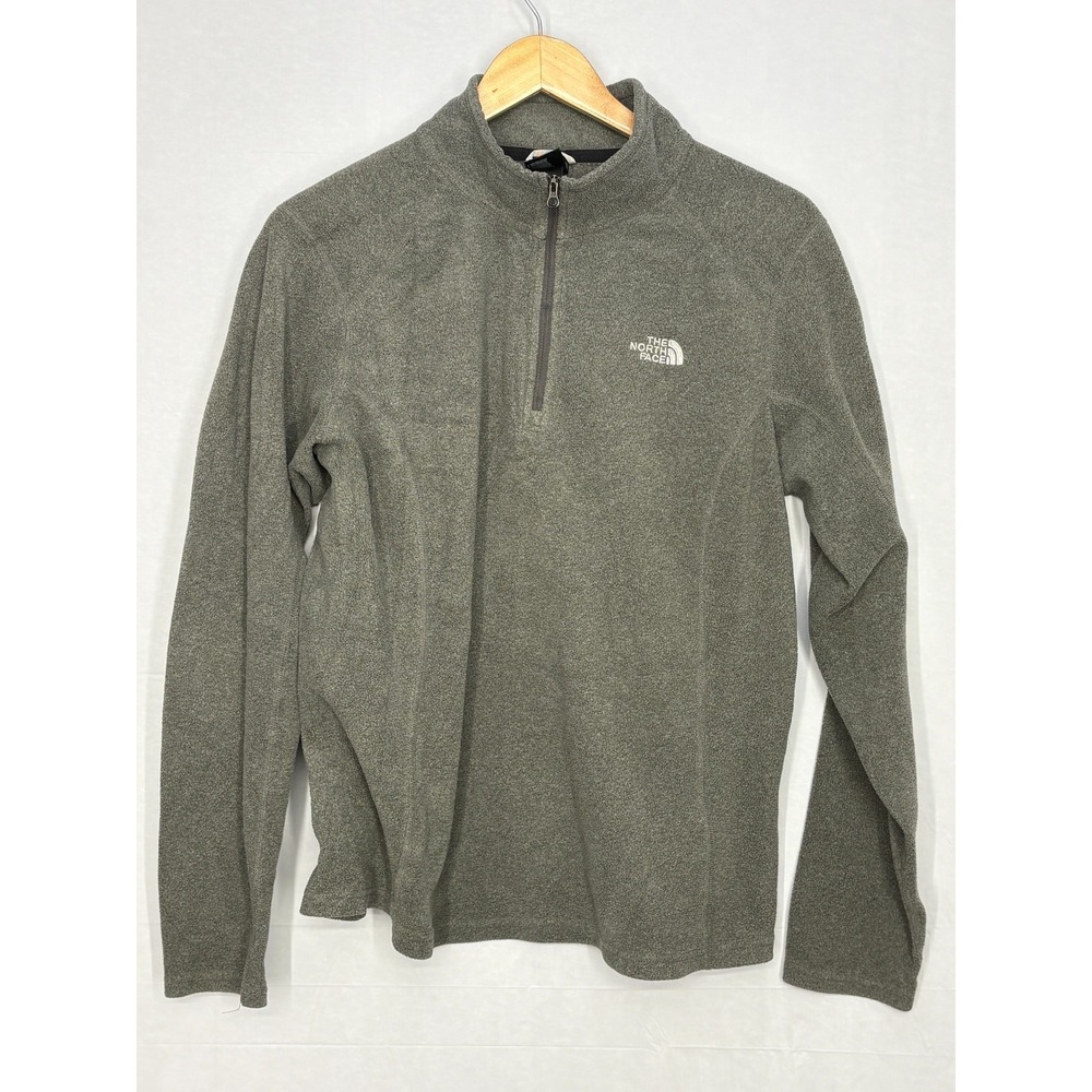 North Face Quarter Zip Fleece Pullover Jacket Women's Gray Logo Long Sleeve